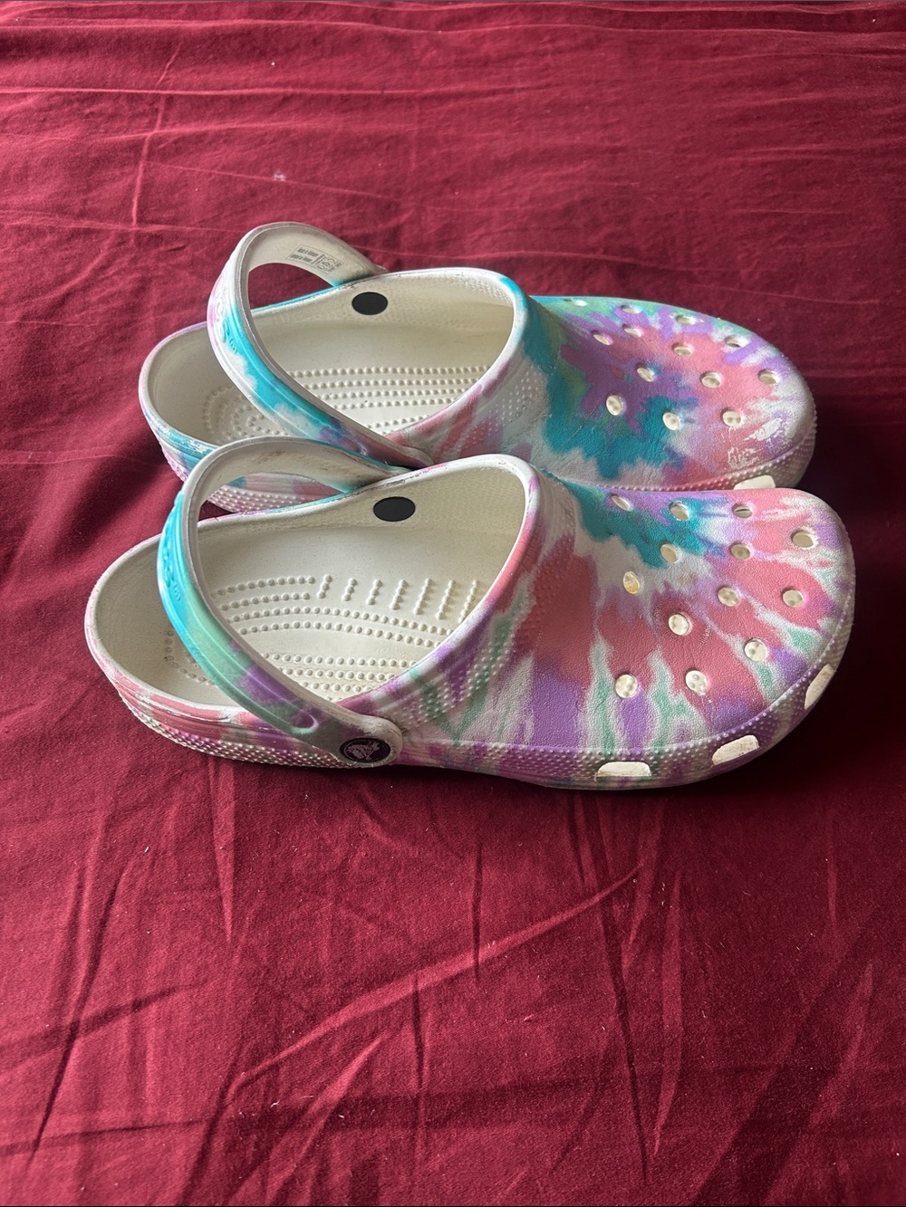 CROCS Classic Clog Mules in Pink, Purple & Blue Tie-Dye - Picture 5 of 7